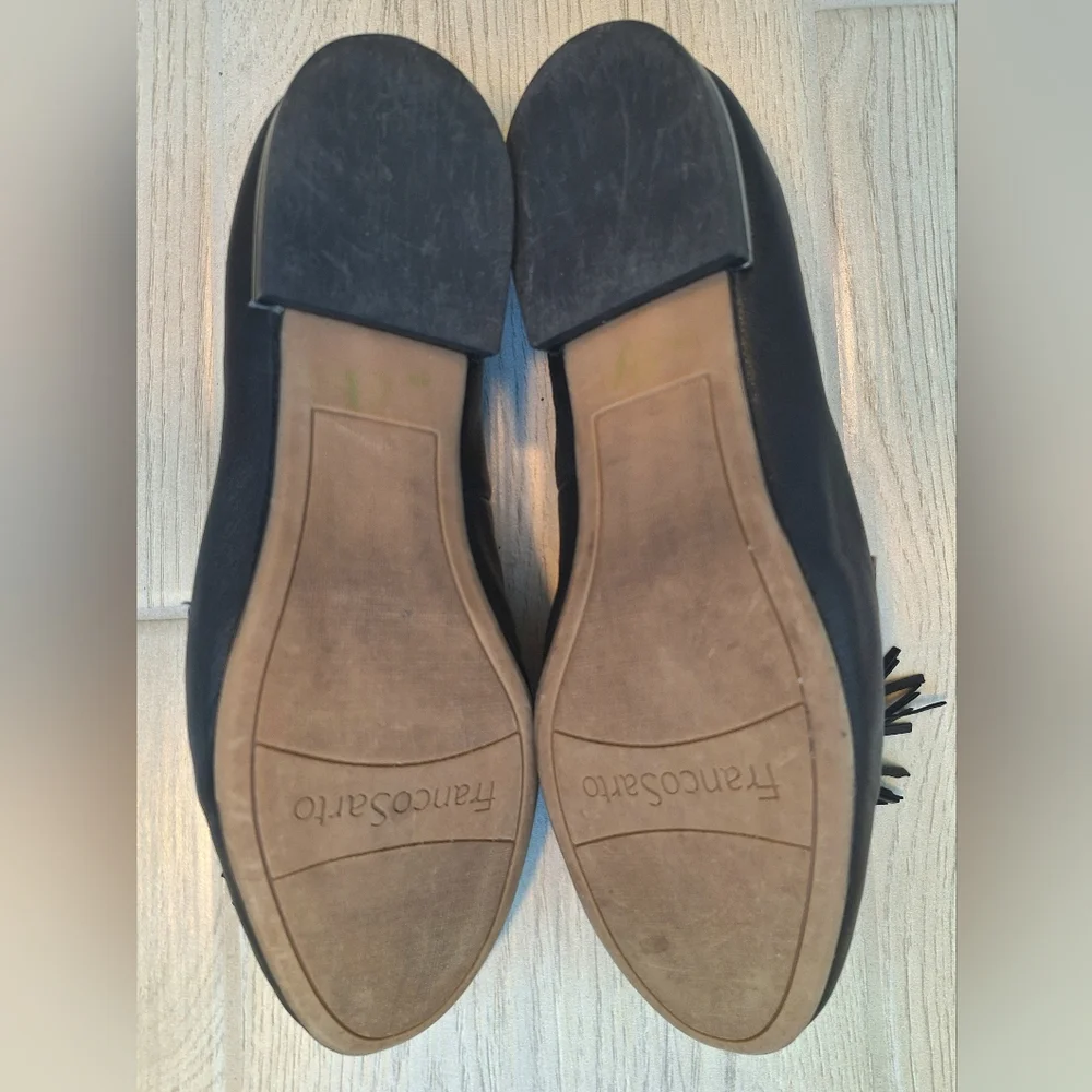 Franco Sarto Bisma Loafer Women's Black Leather Tassel Slip In Loafers  Size 9.5